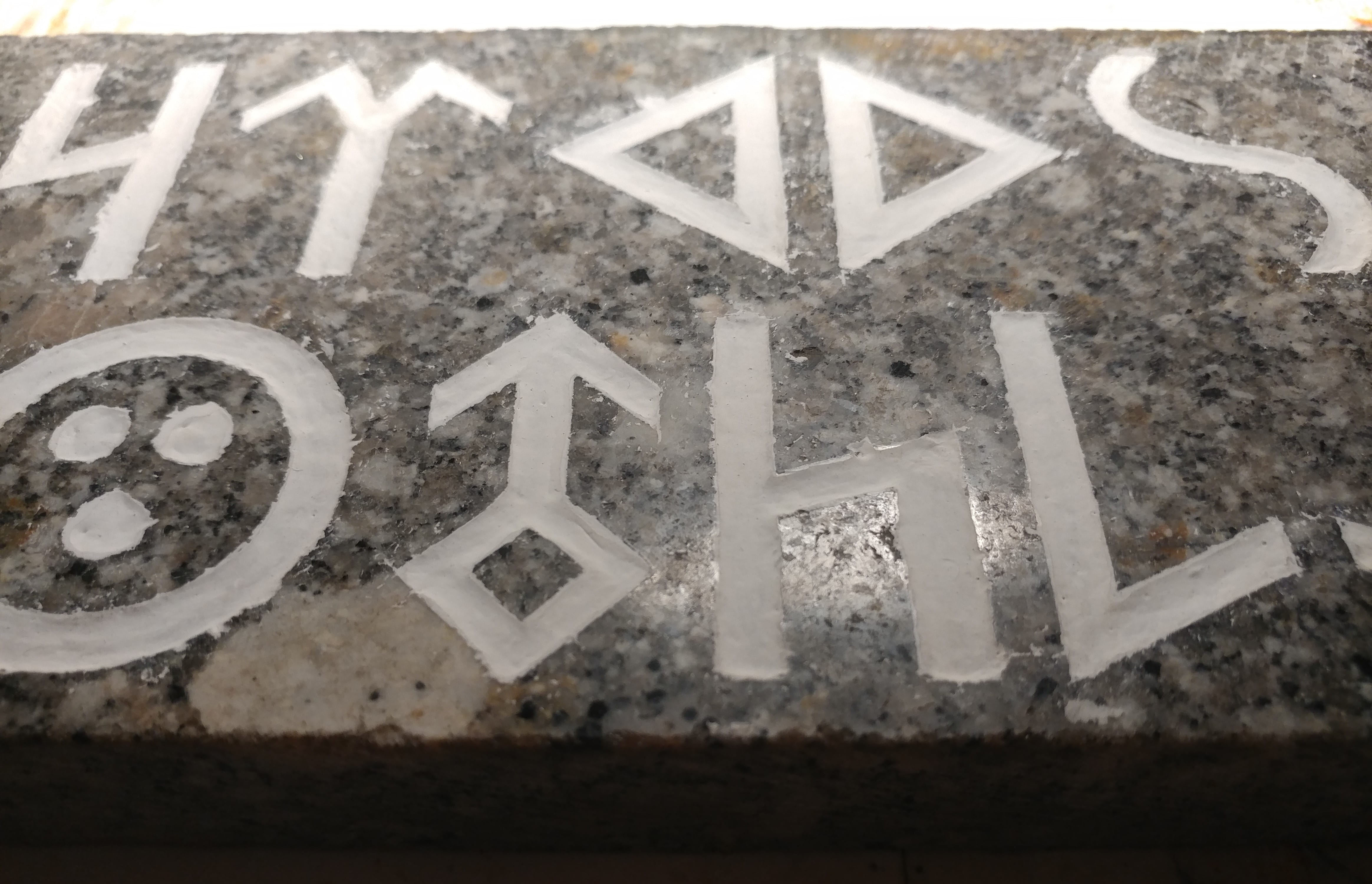 Blue stone carving close.